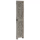 3-paneles szürke mangófa kézzel faragott térelválasztó 120x165cm