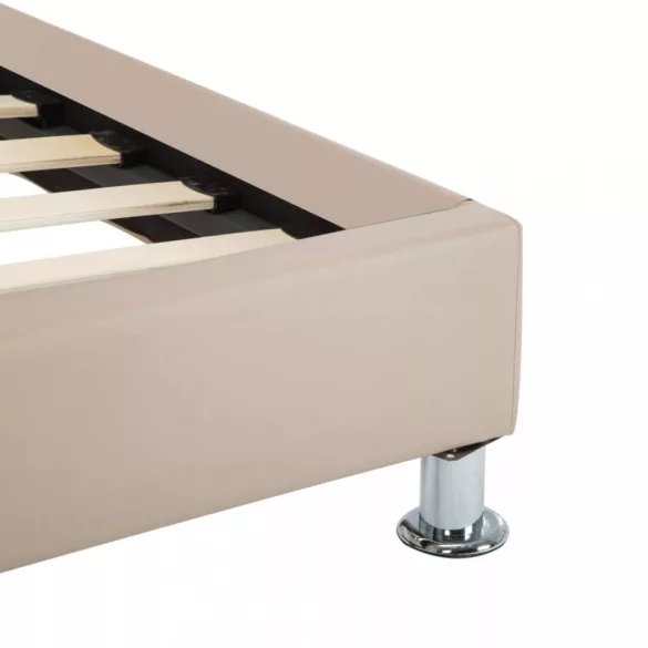 cappuccino színű műbőr ágykeret 100 x 200 cm