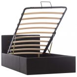 fekete műbőr ágykeret hidraulikus ágyneműtartóval 90 x 200 cm