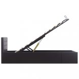 fekete műbőr ágykeret hidraulikus ágyneműtartóval 90 x 200 cm