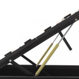 fekete műbőr ágykeret hidraulikus ágyneműtartóval 90 x 200 cm