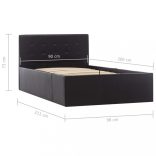 fekete műbőr ágykeret hidraulikus ágyneműtartóval 90 x 200 cm