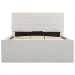 fehér műbőr ágykeret hidraulikus ágyneműtartóval 100 x 200 cm