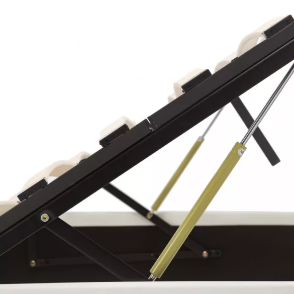 fehér műbőr ágykeret hidraulikus ágyneműtartóval 100 x 200 cm