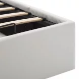 fehér műbőr ágykeret hidraulikus ágyneműtartóval 100 x 200 cm