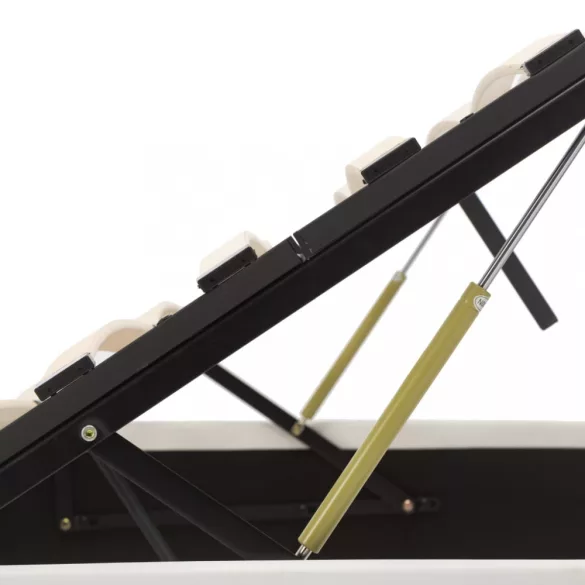 fehér műbőr ágykeret hidraulikus ágyneműtartóval 120 x 200 cm