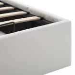 fehér műbőr ágykeret hidraulikus ágyneműtartóval 120 x 200 cm