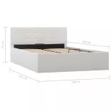 fehér műbőr ágykeret hidraulikus ágyneműtartóval 120 x 200 cm