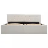 fehér műbőr ágykeret hidraulikus tárolóval 160 x 200 cm