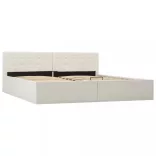 fehér műbőr ágykeret hidraulikus ágyneműtartóval 180 x 200 cm