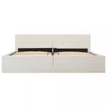 fehér műbőr ágykeret hidraulikus ágyneműtartóval 180 x 200 cm