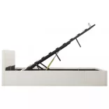 fehér műbőr ágykeret hidraulikus ágyneműtartóval 180 x 200 cm