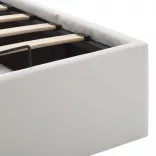 fehér műbőr ágykeret hidraulikus ágyneműtartóval 180 x 200 cm