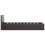 szürke műbőr LED-es hidraulikus ágykeret 90 x 200 cm