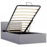 világosszürke szövet ágykeret hidraulikus tárolóval 90 x 200 cm