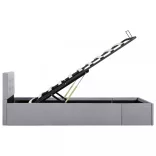 világosszürke szövet ágykeret hidraulikus tárolóval 90 x 200 cm