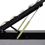 világosszürke szövet ágykeret hidraulikus tárolóval 90 x 200 cm