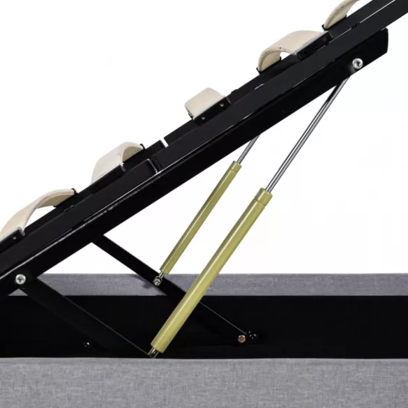 világosszürke szövet ágykeret hidraulikus tárolóval 90 x 200 cm