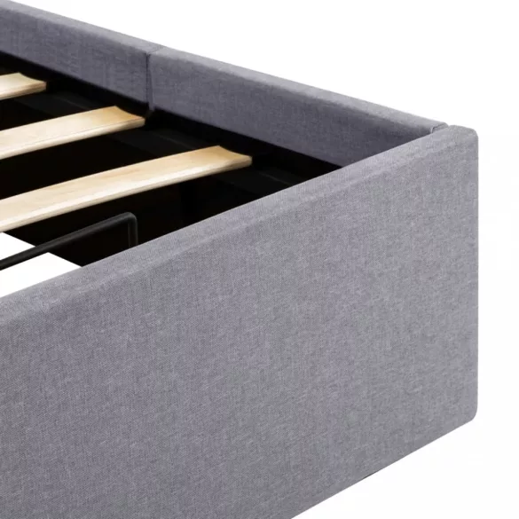 világosszürke szövet ágykeret hidraulikus tárolóval 90 x 200 cm