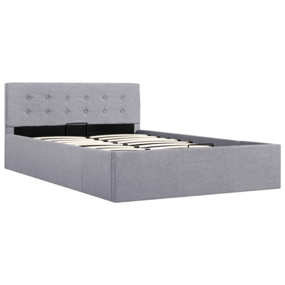 világosszürke szövet ágykeret hidraulikus tárolóval 120x200 cm