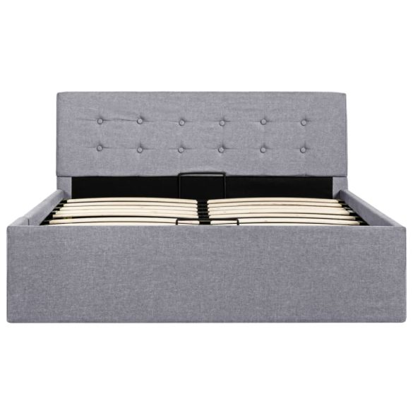 világosszürke szövet ágykeret hidraulikus tárolóval 120x200 cm