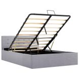 világosszürke szövet ágykeret hidraulikus tárolóval 120x200 cm