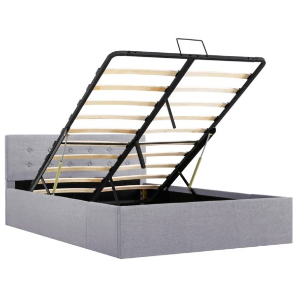 világosszürke szövet ágykeret hidraulikus tárolóval 120x200 cm