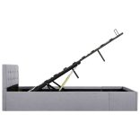 világosszürke szövet ágykeret hidraulikus tárolóval 120x200 cm