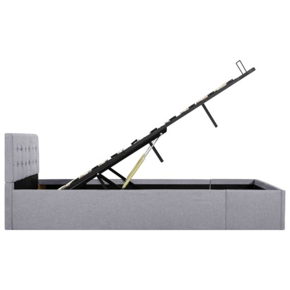 világosszürke szövet ágykeret hidraulikus tárolóval 120x200 cm