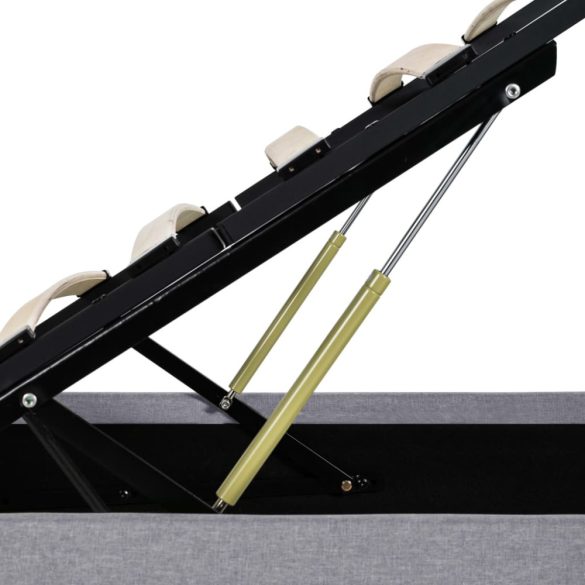 világosszürke szövet ágykeret hidraulikus tárolóval 120x200 cm