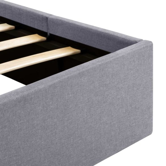 világosszürke szövet ágykeret hidraulikus tárolóval 120x200 cm