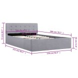 világosszürke szövet ágykeret hidraulikus tárolóval 120x200 cm