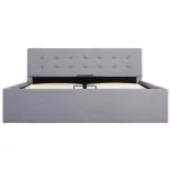 világosszürke szövet ágykeret hidraulikus tárolóval 140x200 cm