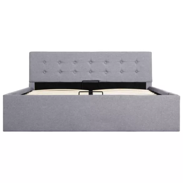 világosszürke szövet ágykeret hidraulikus tárolóval 140x200 cm