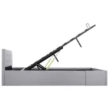 világosszürke szövet ágykeret hidraulikus tárolóval 140x200 cm