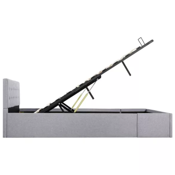 világosszürke szövet ágykeret hidraulikus tárolóval 140x200 cm