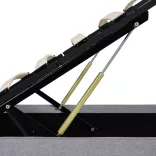 világosszürke szövet ágykeret hidraulikus tárolóval 140x200 cm