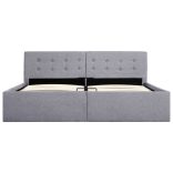 világosszürke szövet ágykeret hidraulikus tárolóval 160x200 cm