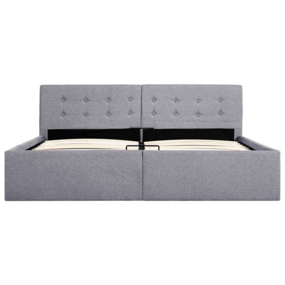 világosszürke szövet ágykeret hidraulikus tárolóval 160x200 cm