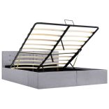 világosszürke szövet ágykeret hidraulikus tárolóval 160x200 cm