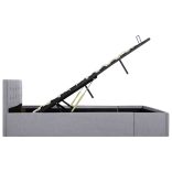 világosszürke szövet ágykeret hidraulikus tárolóval 160x200 cm