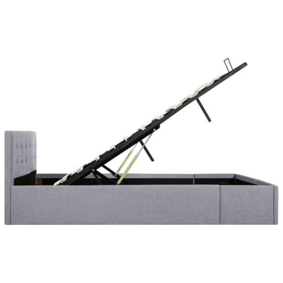 világosszürke szövet ágykeret hidraulikus tárolóval 160x200 cm