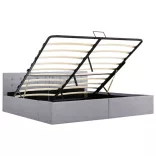 világosszürke szövet ágykeret hidraulikus tárolóval 180x200 cm