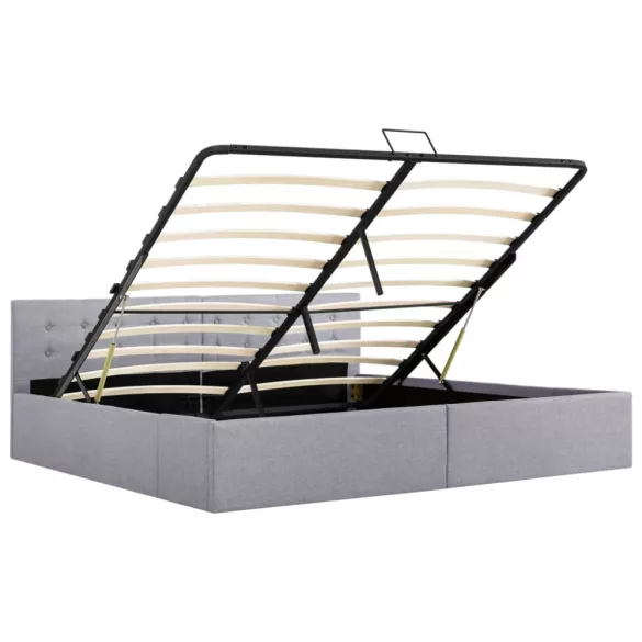 világosszürke szövet ágykeret hidraulikus tárolóval 180x200 cm