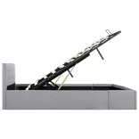 világosszürke szövet ágykeret hidraulikus tárolóval 180x200 cm