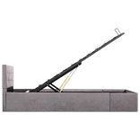 tópszínű szövet ágykeret hidraulikus tárolóval 100 x 200 cm