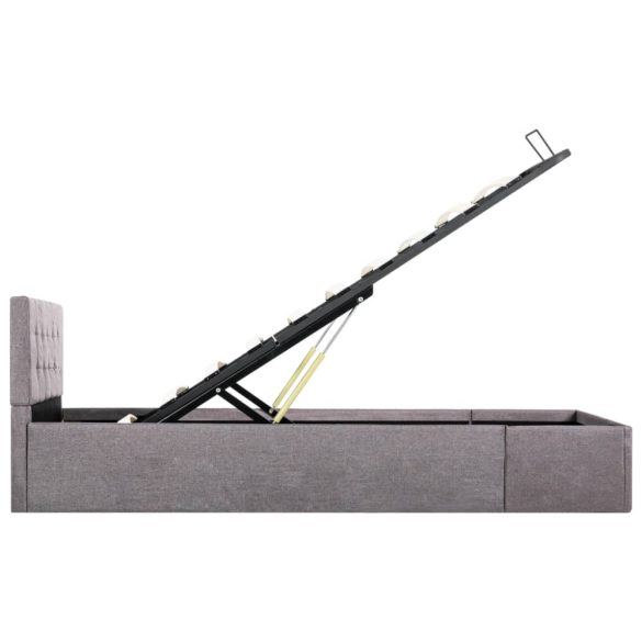 tópszínű szövet ágykeret hidraulikus tárolóval 100 x 200 cm