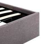 tópszínű szövet ágykeret hidraulikus tárolóval 100 x 200 cm