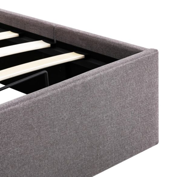 tópszínű szövet ágykeret hidraulikus tárolóval 100 x 200 cm