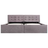 tópszínű szövet ágykeret hidraulikus tárolóval 160 x 200 cm